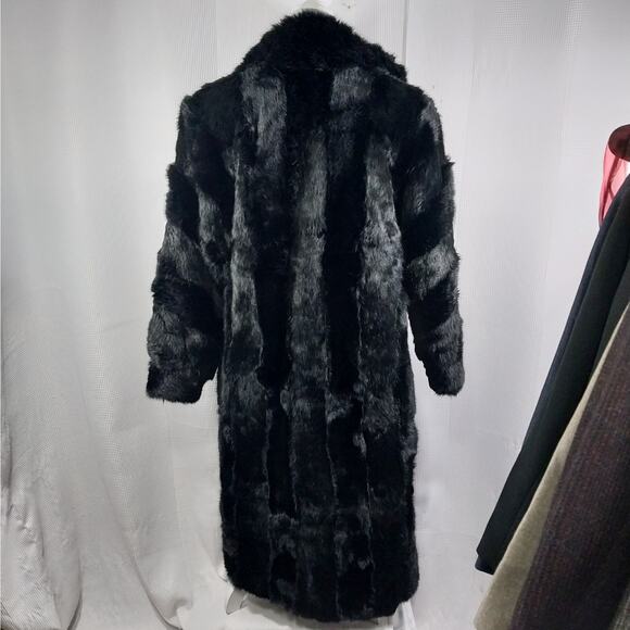 LEARSI! STUNNING BLACK GENUINE RABBIT FUR COAT, JACKET, STYLED LIKE A MINK! SZ M - Picture 7 of 13